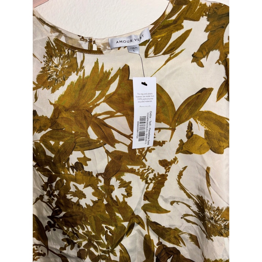 Amour vert floral mustard top women size L NWT - Picture 4 of 6